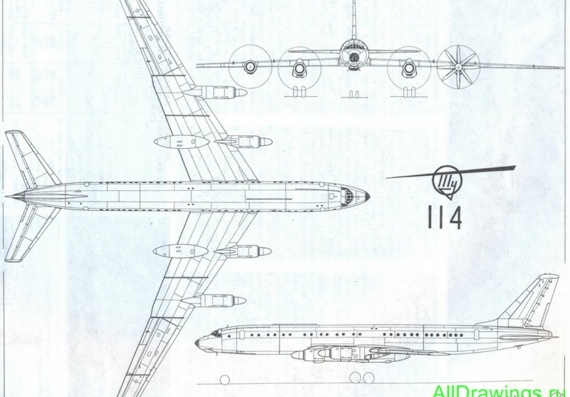 Tupolev Tu-114 drawings (figures) of the aircraft